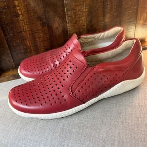 Remonte Shoes Womens 38 Liv 21‎ Loafers Red Perforated Casual Comfort Low Top